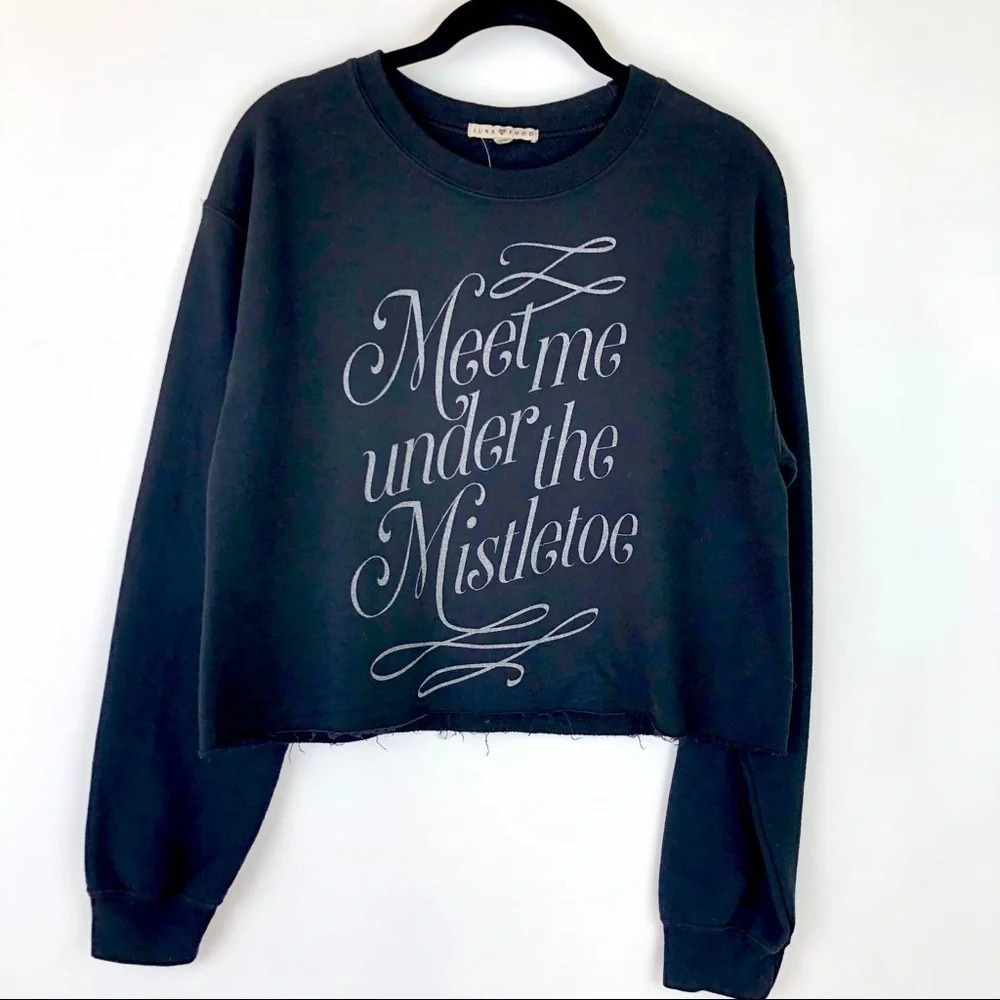 New Junk Food Cut Off Mistletoe‎ Crew Sweatshirt XS